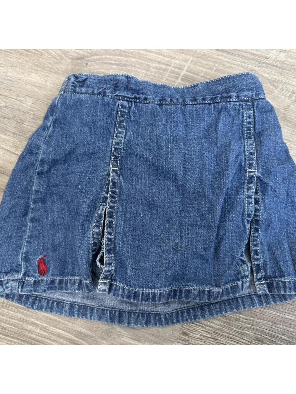 Ralph Lauren navy denim skirt skort with red embroidered logo size 12-18 months
